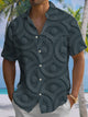 Alohadaddy® Casual Geometric Art Print Chest Pocket Stretch Men's Short Sleeve Shirt Big & Tall
