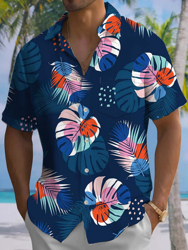 Alohadaddy® Hawaiian Palm Leaf Art Print with Elastic Pockets for Men&