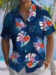 Alohadaddy® Hawaiian Palm Leaf Art Print with Elastic Pockets for Men's Short Sleeve Shirt Big & Tall