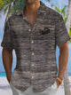Alohadaddy® Vintage Textured Crocodile Print Art Chest Pocket Stretch Men's Short Sleeve Shirt Big & Tall