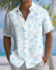 Alohadaddy® Hawaiian Palm Tree Print Art Button Pocket Cardigan Men's Short Sleeve Shirt Big & Tall