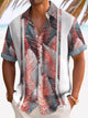 Alohadaddy Vintage Botanical Leaf Print Men's Button Pocket Short Sleeve Shirt