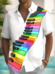 Alohadaddy® Casual Piano Art Print Chest Pocket Mens Short Sleeve Shirt Big & Tall