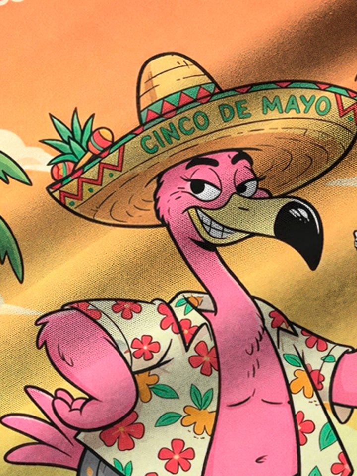 Alohadaddy® Hawaii Flamingo Beer Cigar Cinco de Mayo Print Men&