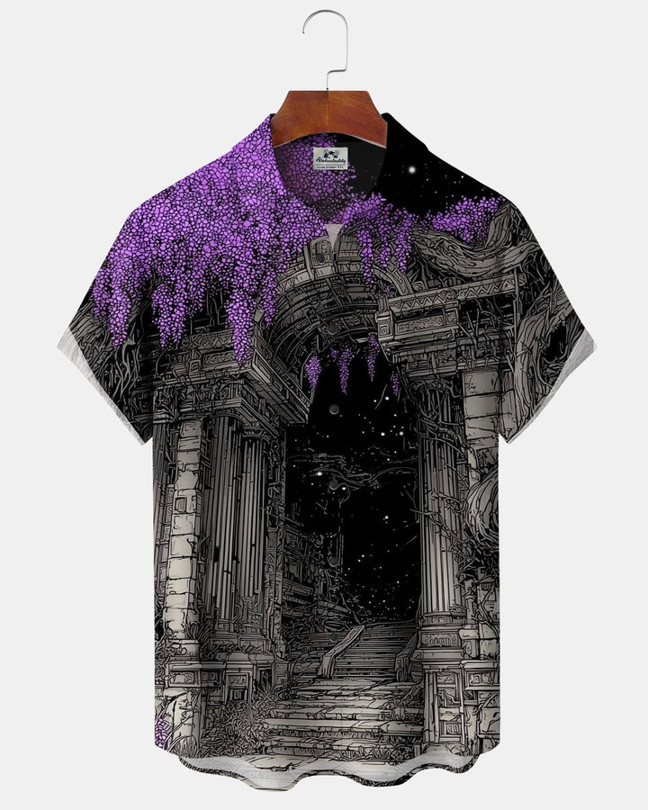 Alohadaddy® Halloween Damaged Castle Print Men&