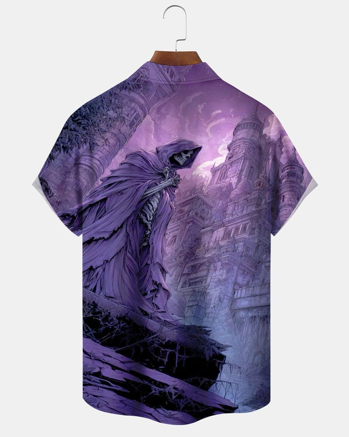 Alohadaddy® Halloween Castle Skull Death Print Men&