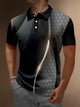 Alohadaddy Retro Gradient Geometric Print Men's Button Short Sleeve POLO Shirt