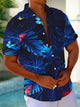 Camisa de manga corta con bolsillo abotonado para hombre con estampado botánico de mariposas hawaianas de Alohadaddy
