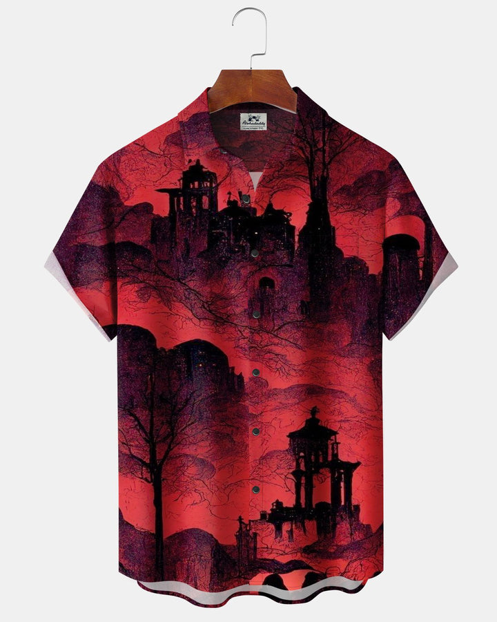 Alohadaddy® Halloween Abandoned Castle Print Men&