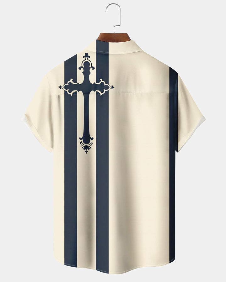 Alohadaddy® Casual Geometric Cross Print Men&