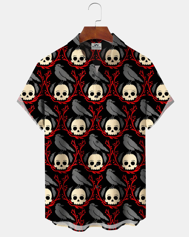 Alohadaddy® Halloween Skull and Raven Print Men&