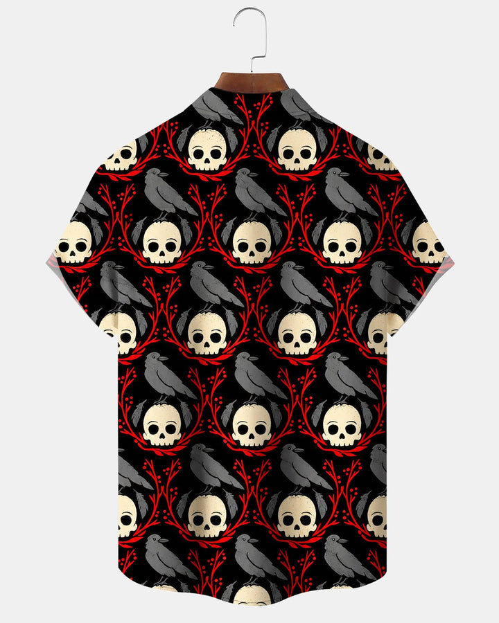 Alohadaddy® Halloween Skull and Raven Print Men&