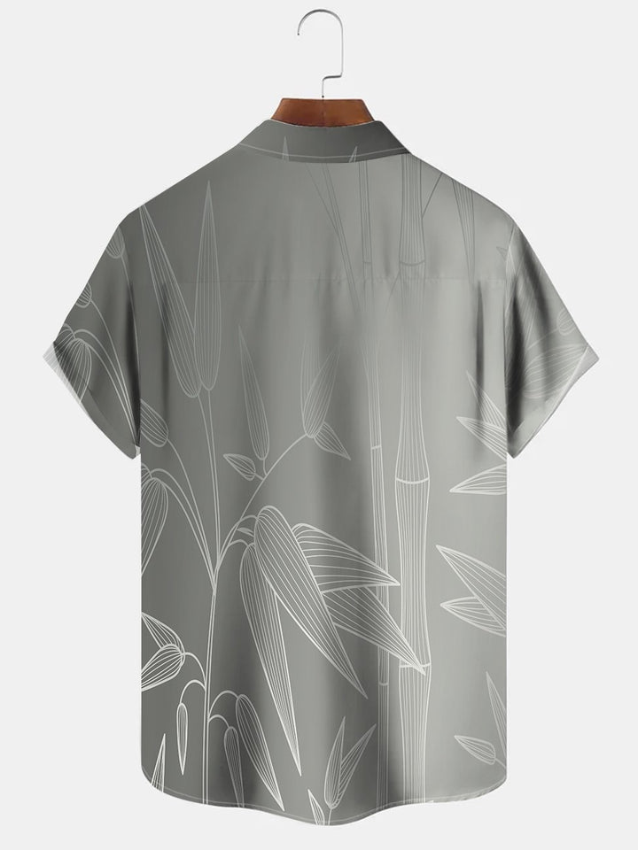 Camisa hawaiana de manga corta con bolsillo abotonado y estampado de bambú degradado vintage para hombre de Alohadaddy