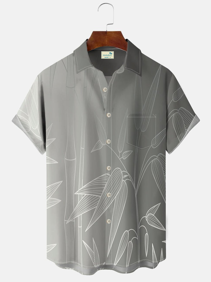 Camisa hawaiana de manga corta con bolsillo abotonado y estampado de bambú degradado vintage para hombre de Alohadaddy