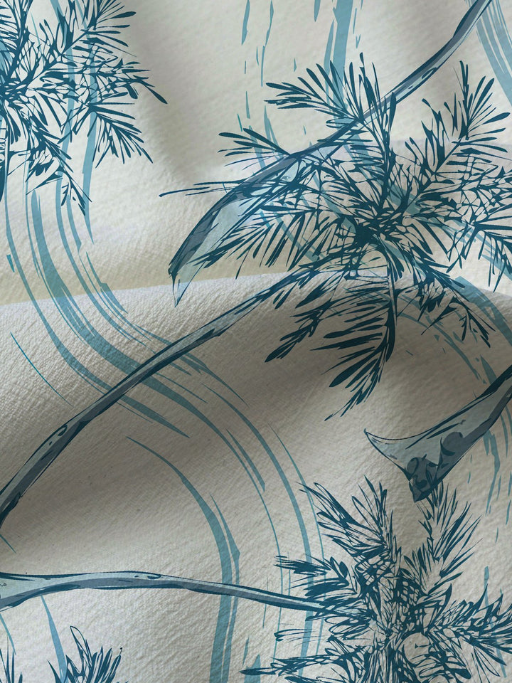 Alohadaddy Casual Collection Hawaiian Palm Tree Stripes Contrast Color Print Art Button Cardigan Pockets Breathable Stretch Long Oversized Shirt