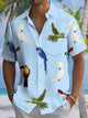 Alohadaddy® Casual Parrot Art Print Pockets Moisture Wicking Oversized Stretch Hawaiian Shirt