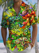 Alohadaddy® Hawaii Chameleon Print Chest Pocket Men's Short Sleeve Shirt Big & Tall