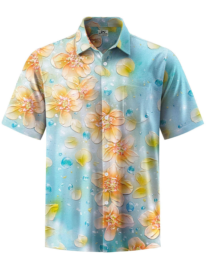 Alohadaddy® Hawaiian Flowers Print Chest Pocket Mens Short Sleeve Shirt Big &amp; Tall