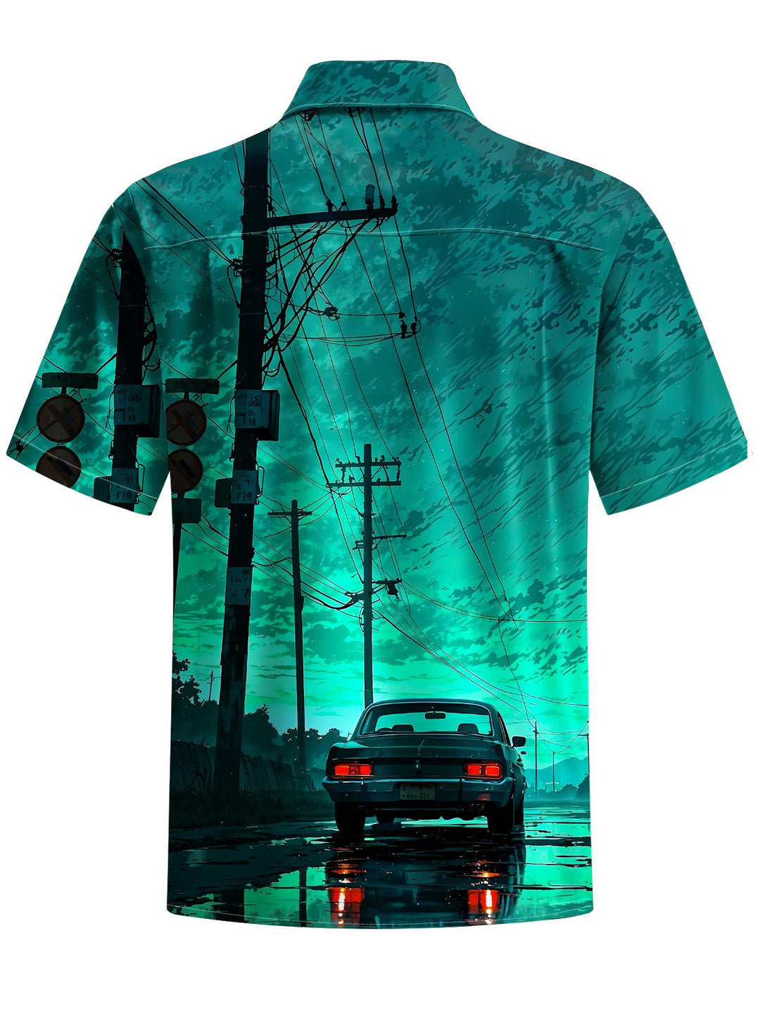 Alohadaddy® Vintage Car Night Sky Print Art Chest Pocket Men&