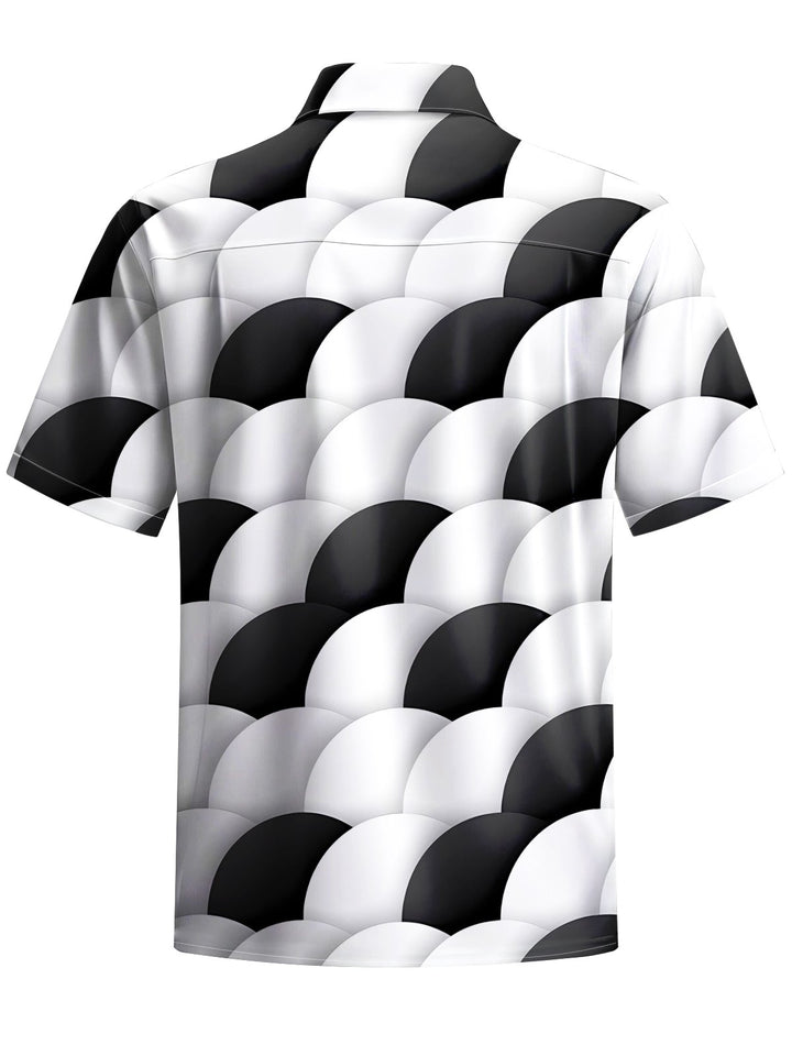 Alohadaddy® Casual Geometric Art Print Chest Pocket Men&