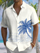 Alohadaddy® Casual Coconut Tree Beach Print Art Moisture Wicking Men's Short Sleeve Shirt Big & Tall