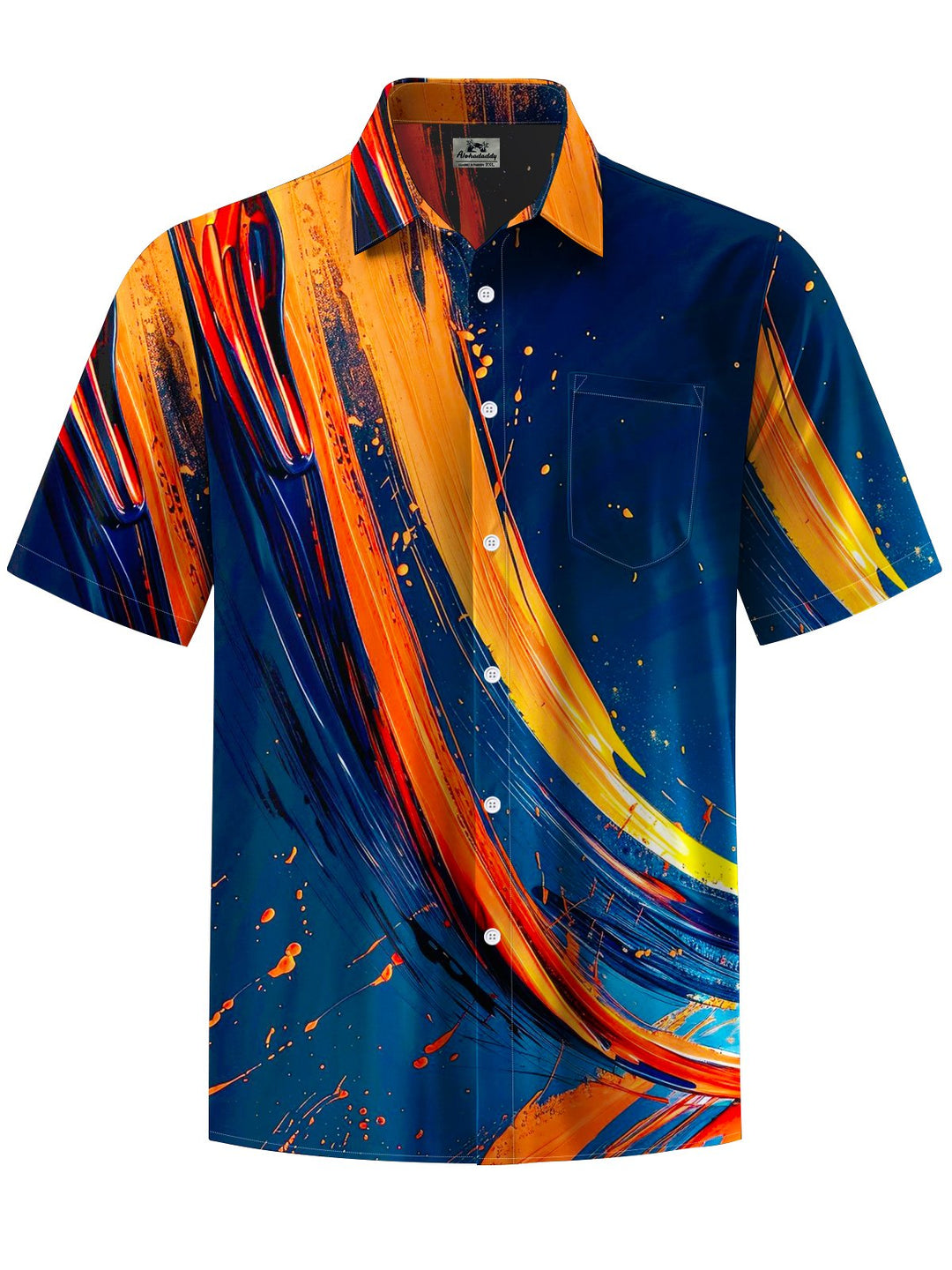Alohadaddy® Vintage Geometric Abstract Art Print Chest Pocket Men&