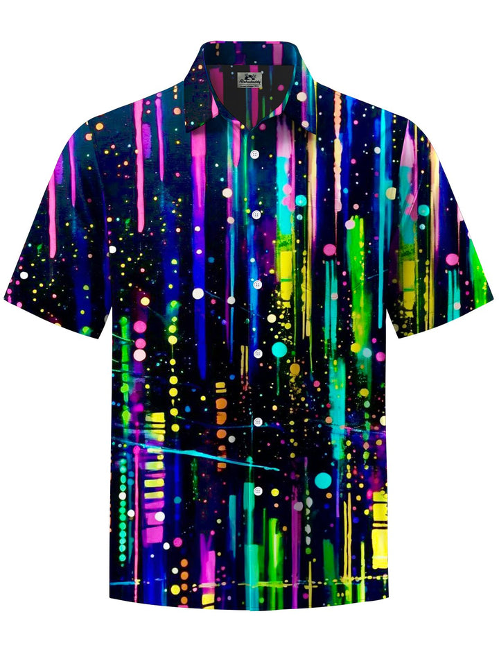 Alohadaddy® Casual Stripe Art Print Chest Pocket Men&