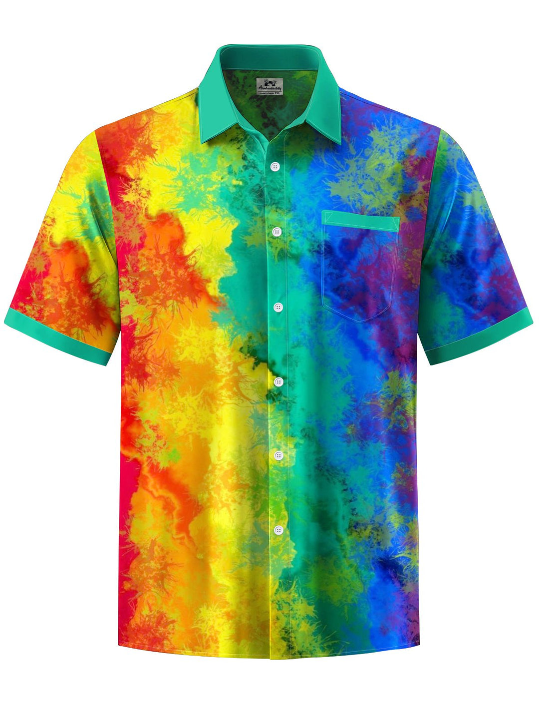 Alohadaddy® Hawaiian Abstract Art Print Chest Pocket Mens Short Sleeve Shirts Big &amp; Tall