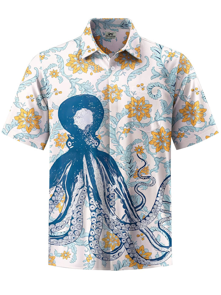 Alohadaddy® Hawaii Octopus Art Print Chest Pocket Men&