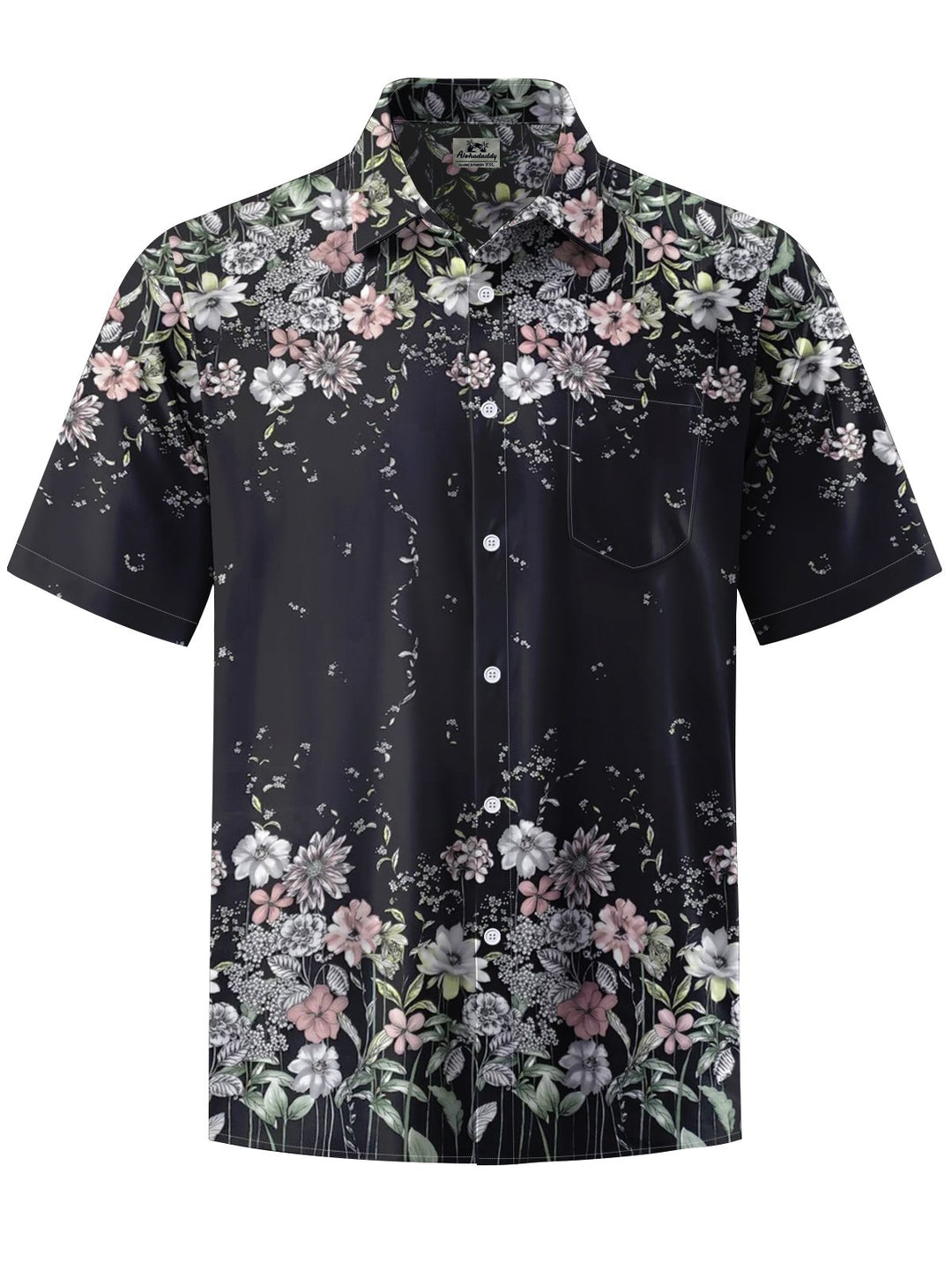Alohadaddy® Casual Floral Art Print Chest Pocket Men&
