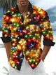 Alohadaddy® Casual Holiday Lights Contrast Art Print Chest Pocket Men's Long Sleeve Shirt Big & Tall