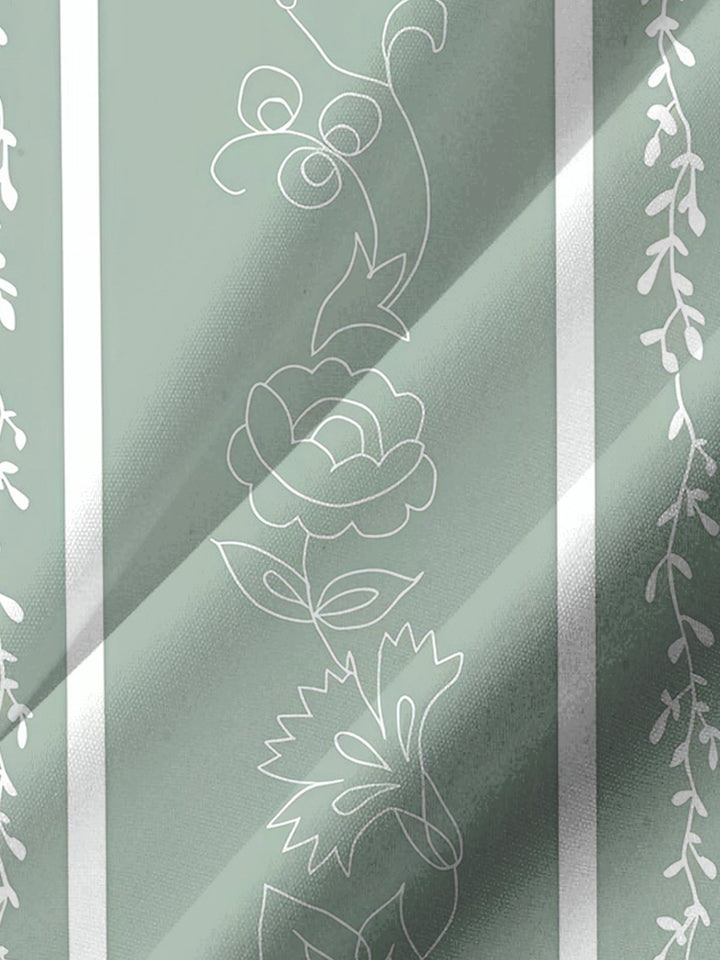 Alohadaddy® Casual Stripe Floral Art Print Chest Pocket Men&