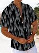 Alohadaddy® Casual Stripe Art Print Chest Pocket Men's Short Sleeve Shirt Big & Tall