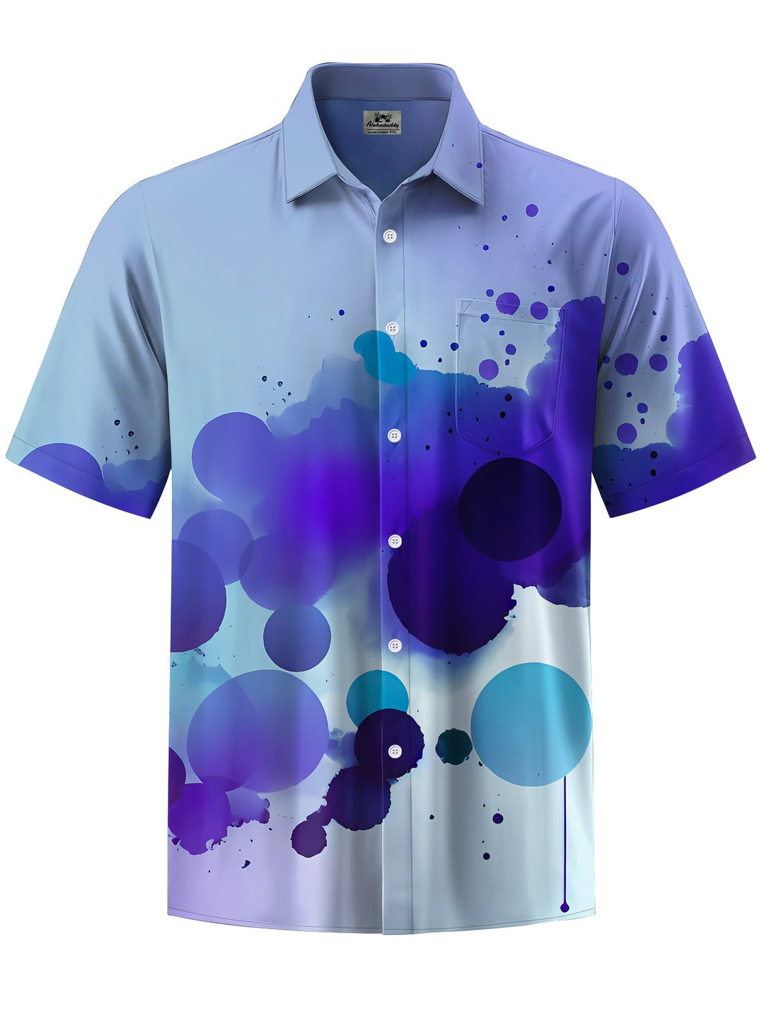 Alohadaddy® Casual Ink and Wash Print Art Chest Pocket Men&