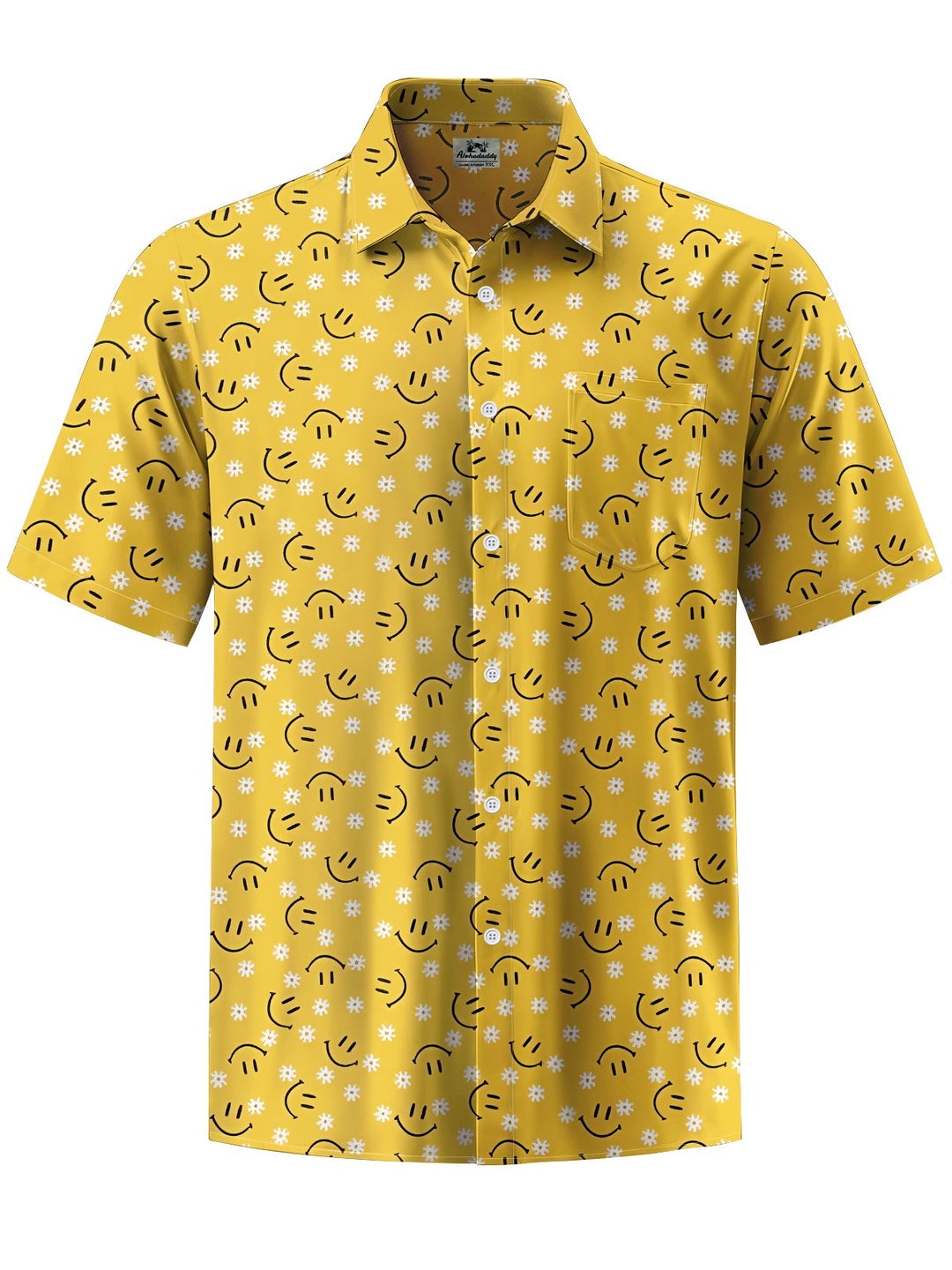 Alohadaddy® Hawaiian floral smiley face print with pockets for men&