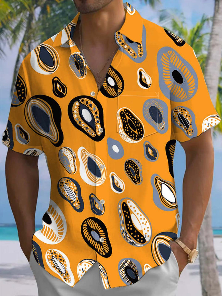 Alohadaddy® Casual Papaya Print Art Pocket Elastic Men&