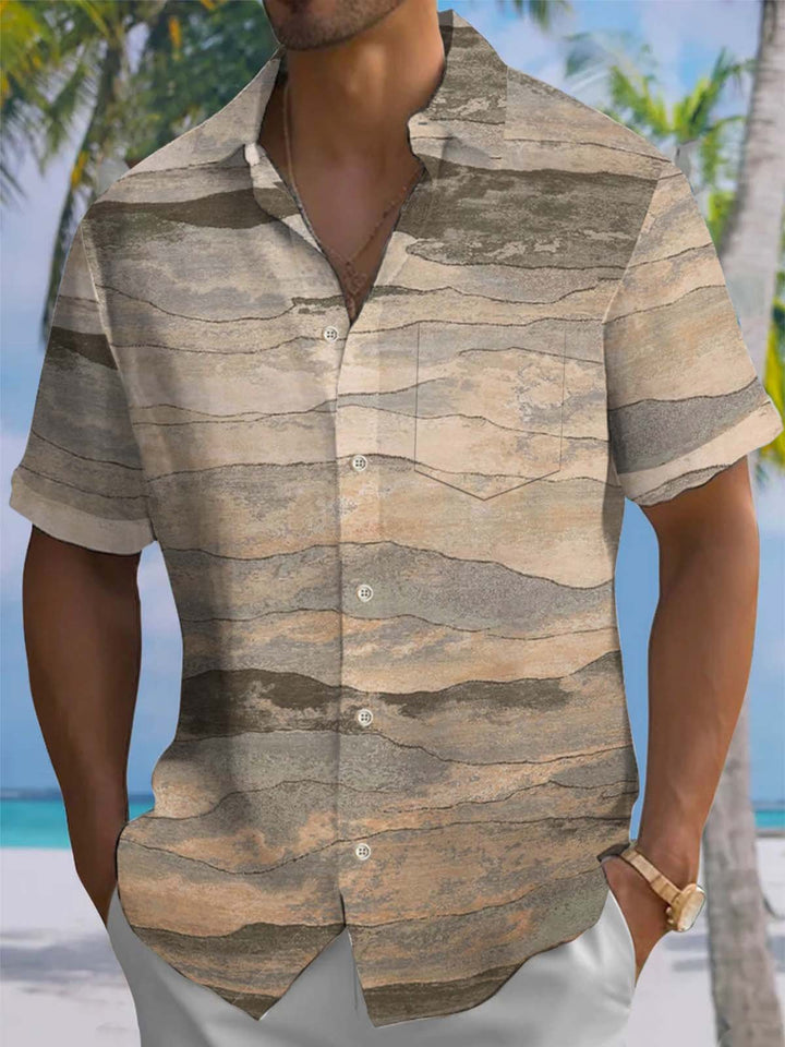 Alohadaddy® Vintage Stripe Print Chest Pocket Stretch Men&