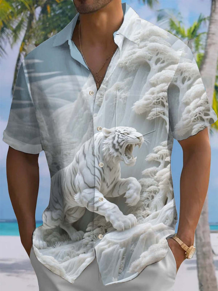 Alohadaddy® Casual Tiger Print Pocket Stretch Men&