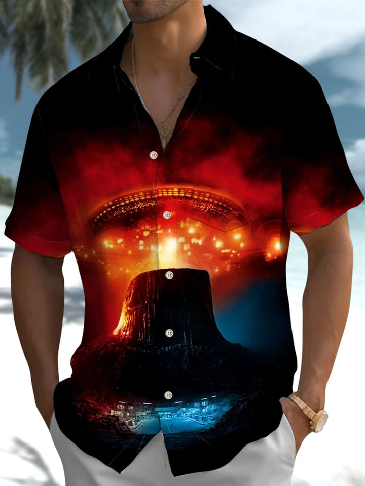 Alohadaddy® Vintage Spaceship Print Art Pocket Stretch Men&