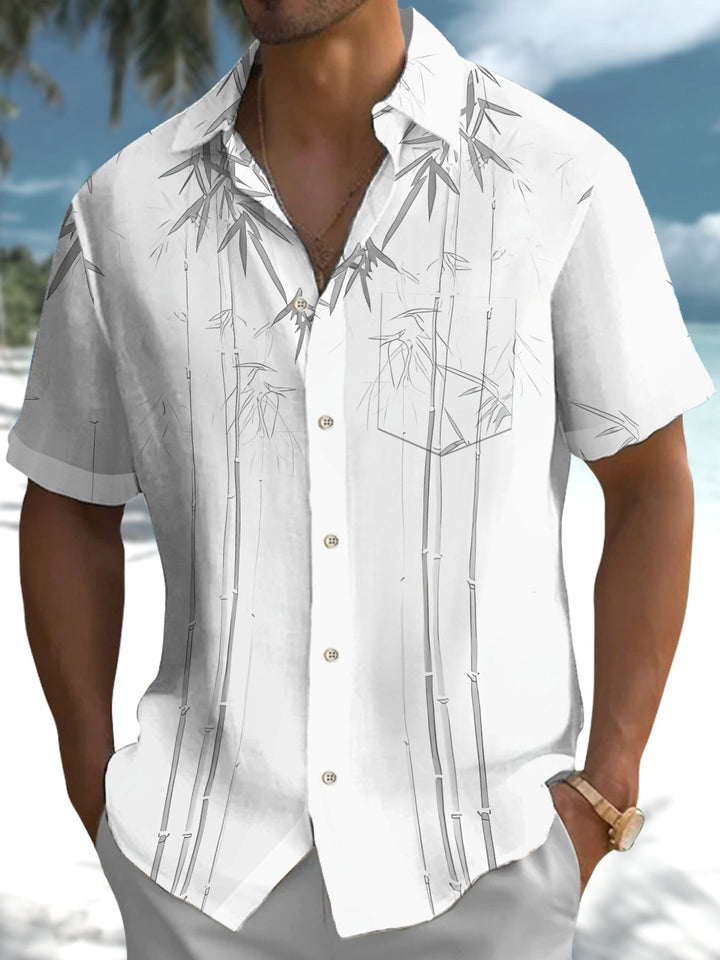 Alohadaddy® Casual Bamboo Watercolor Print Art Stretch Pocket Men&