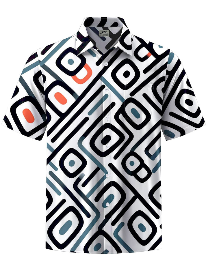 Alohadaddy® Casual Geometric Print Button Pocket Stretch Men&