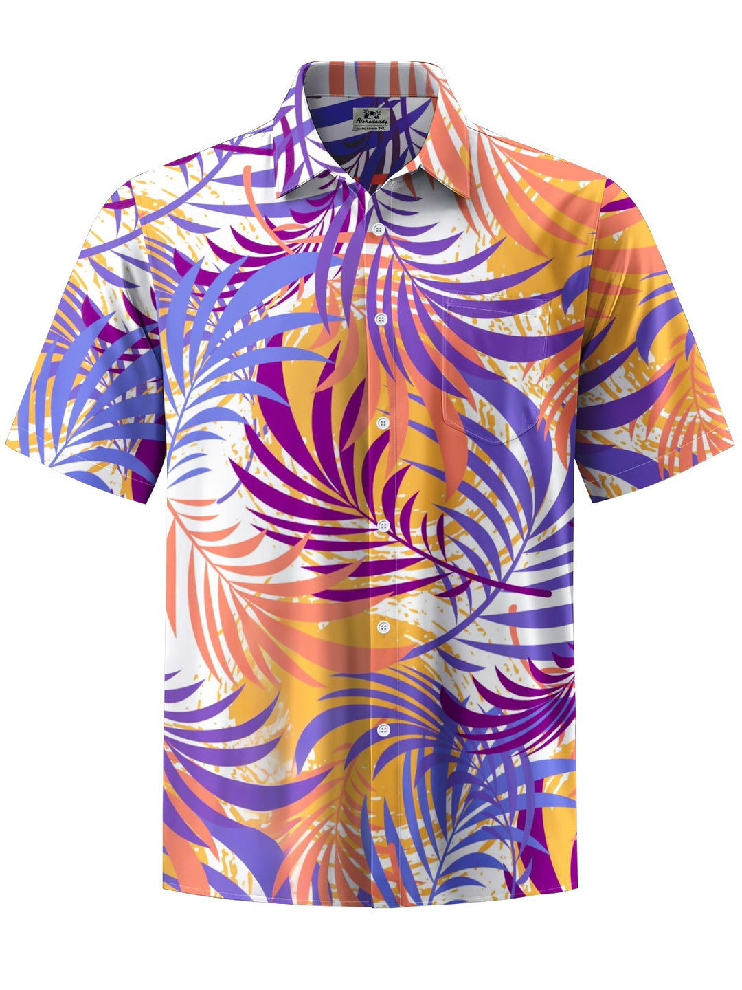 Alohadaddy® Hawaiian Palm Leaf Print Button Pocket Stretch Men&