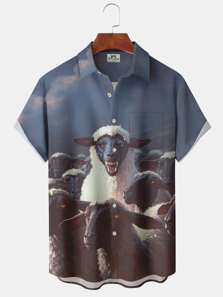 Alohadaddy® Vintage Eye-Catching Evil Sheep Print Pocket Stretch Men&