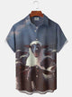 Alohadaddy® Vintage Eye-Catching Evil Sheep Print Pocket Stretch Men's Short Sleeve Shirt Big & Tall