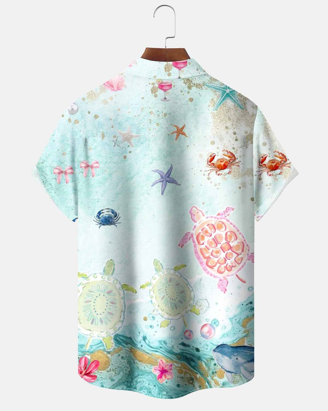 Alohadaddy® Hawaiian Turtle Print Art Pocket Button Cardigan Men&