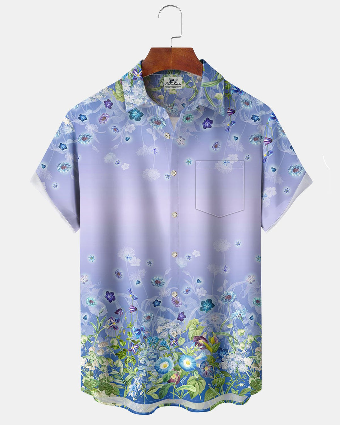 Alohadaddy® Hawaiian Floral Gradient Print Art with Pockets and Buttons - Men&