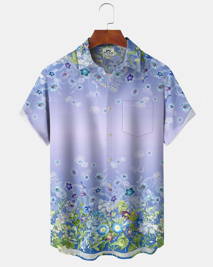 Alohadaddy® Hawaiian Floral Gradient Print Art with Pockets and Buttons - Men&
