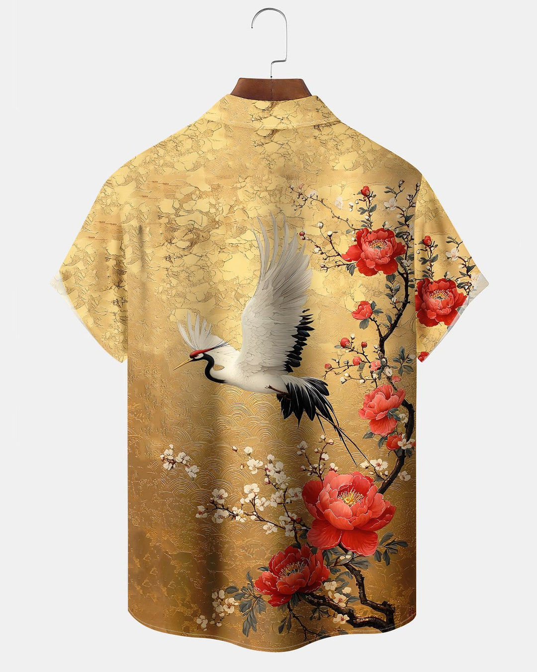 Alohadaddy® Vintage Crane Print Art Button Pocket Cardigan Men&