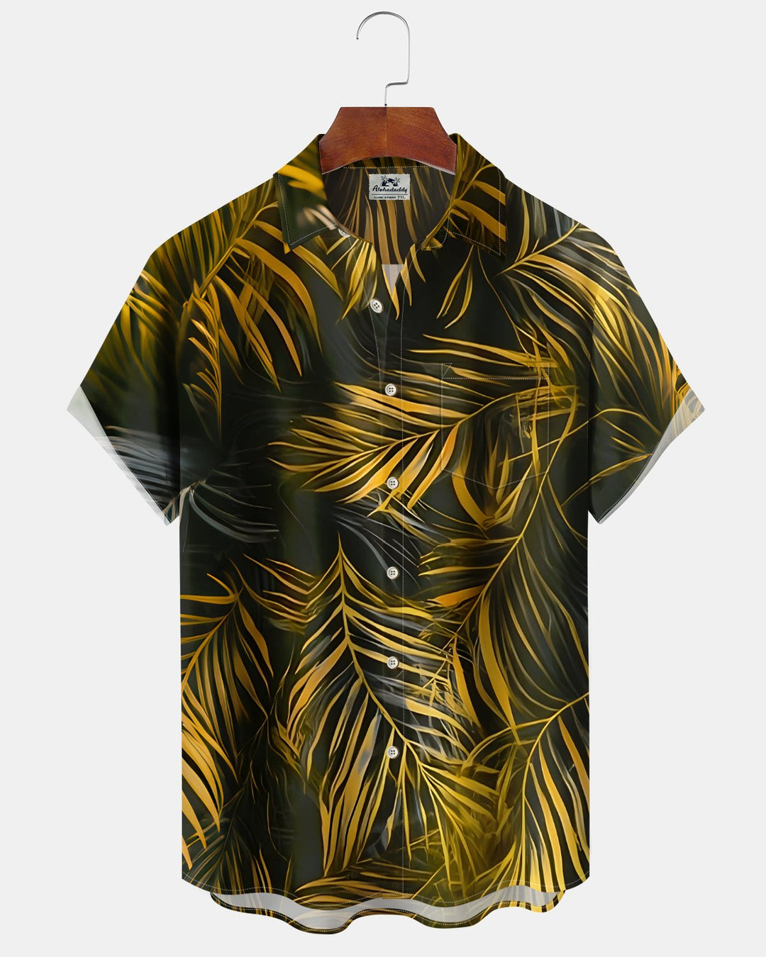 Alohadaddy® Hawaiian Palm Leaf Print Art Button Pocket Cardigan Men&