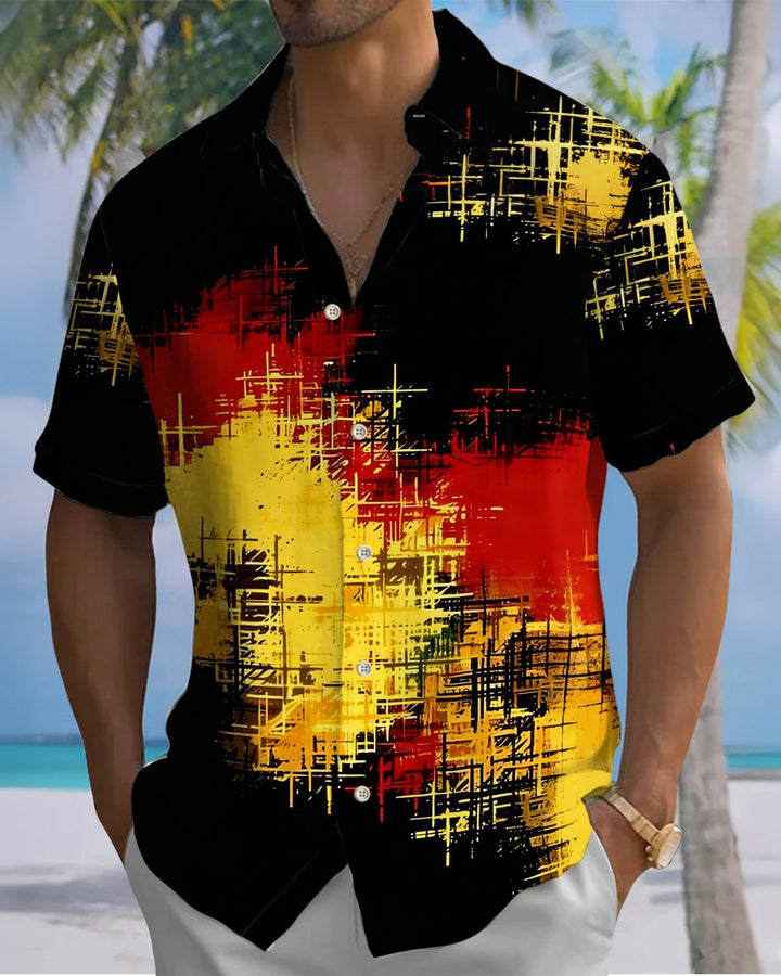 Alohadaddy® Casual Abstract Print Art Button Pocket Cardigan Men&